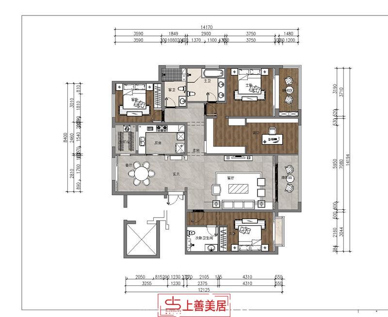 融創(chuàng)中心175平裝修效果圖